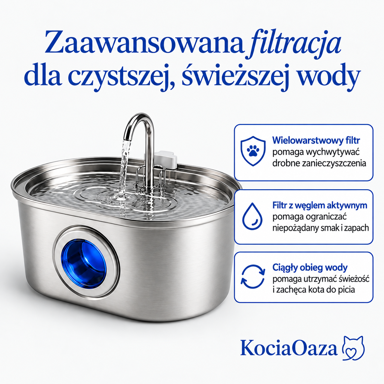 Fontanna dla kota + 4 filtry - KociaOaza™