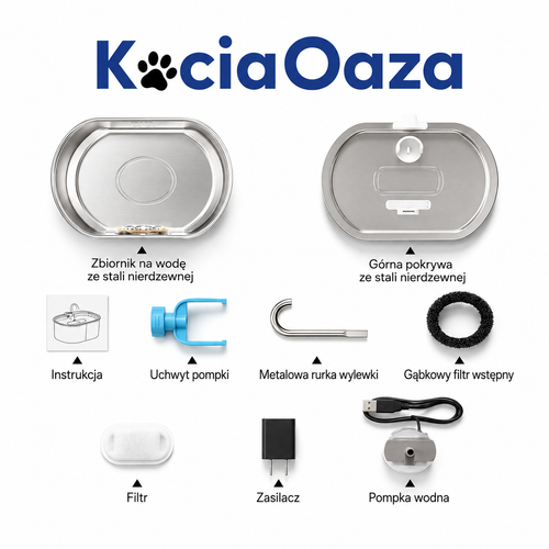 Fontanna dla kota + 4 filtry - KociaOaza™
